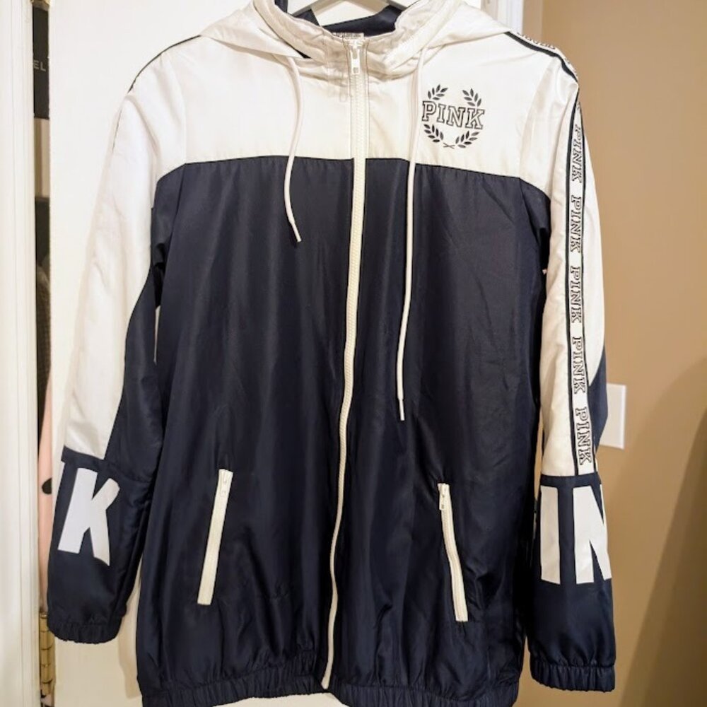 Victoria's Secret PINK Vintage Collegiate Colorblock Windbreaker XS NEW RARE HTF